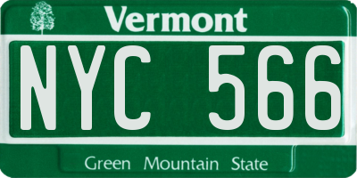 VT license plate NYC566