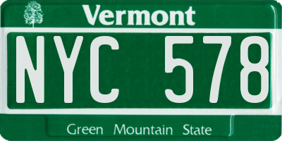 VT license plate NYC578