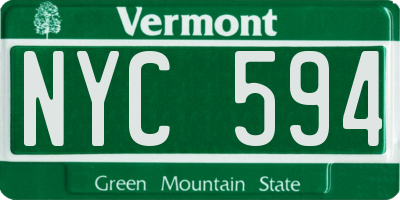 VT license plate NYC594