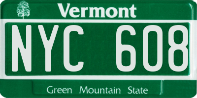 VT license plate NYC608