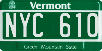 VT license plate NYC610