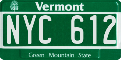 VT license plate NYC612