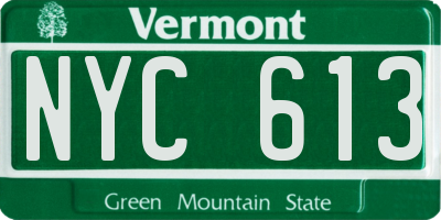 VT license plate NYC613