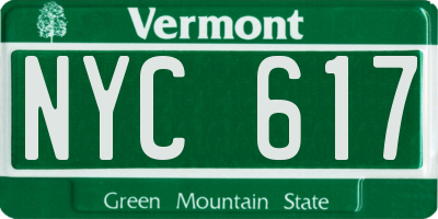 VT license plate NYC617