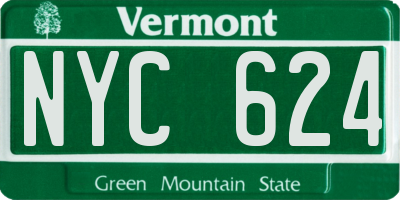 VT license plate NYC624