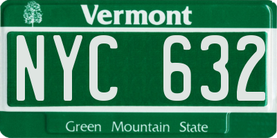 VT license plate NYC632