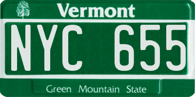 VT license plate NYC655