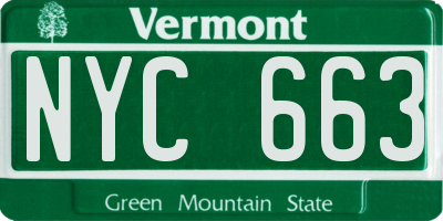 VT license plate NYC663