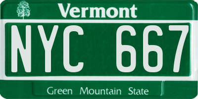 VT license plate NYC667