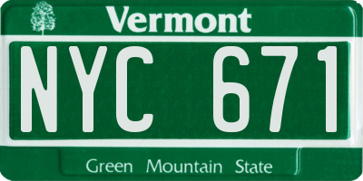 VT license plate NYC671