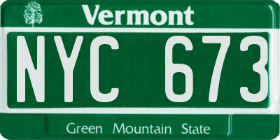 VT license plate NYC673