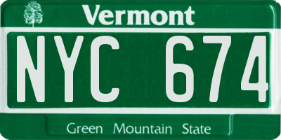 VT license plate NYC674