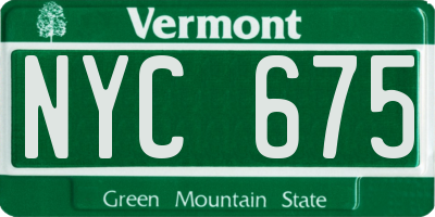 VT license plate NYC675