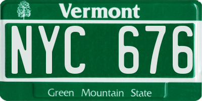 VT license plate NYC676