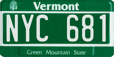 VT license plate NYC681