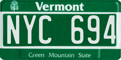 VT license plate NYC694