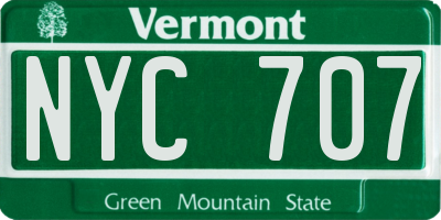 VT license plate NYC707