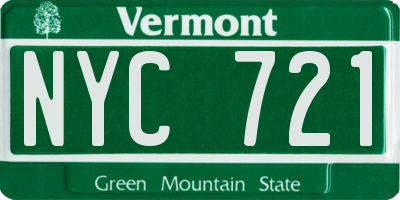 VT license plate NYC721