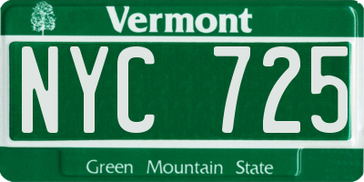 VT license plate NYC725