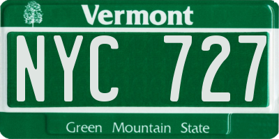 VT license plate NYC727