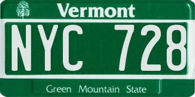 VT license plate NYC728