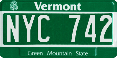VT license plate NYC742