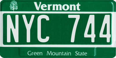 VT license plate NYC744