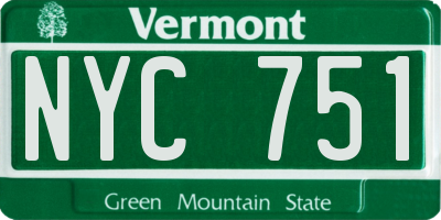 VT license plate NYC751