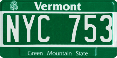VT license plate NYC753