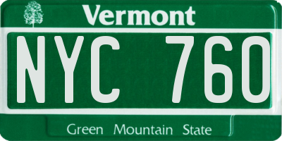 VT license plate NYC760