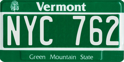 VT license plate NYC762