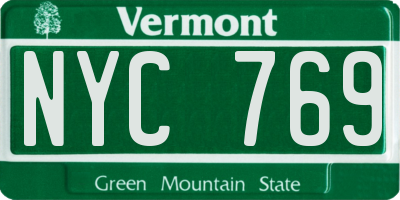 VT license plate NYC769