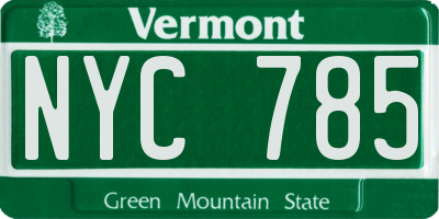 VT license plate NYC785