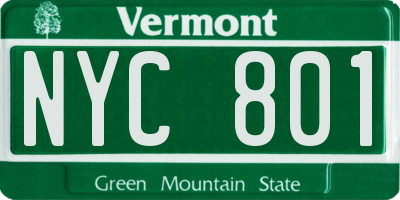 VT license plate NYC801