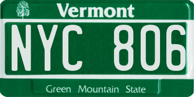 VT license plate NYC806
