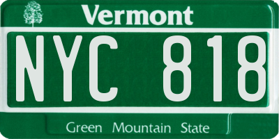 VT license plate NYC818