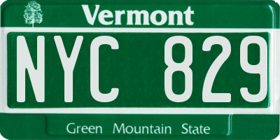 VT license plate NYC829