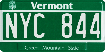 VT license plate NYC844
