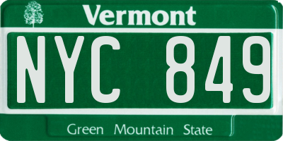 VT license plate NYC849