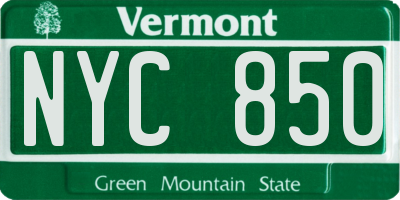 VT license plate NYC850