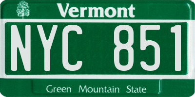 VT license plate NYC851