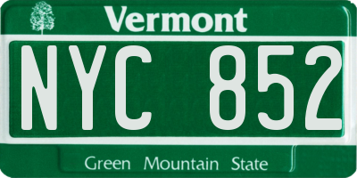 VT license plate NYC852