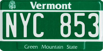 VT license plate NYC853
