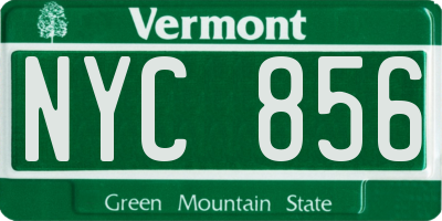 VT license plate NYC856