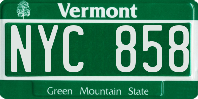 VT license plate NYC858