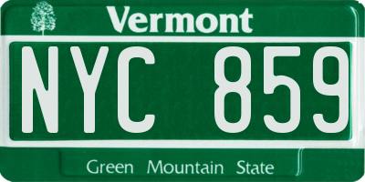 VT license plate NYC859