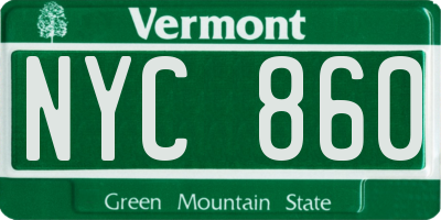 VT license plate NYC860