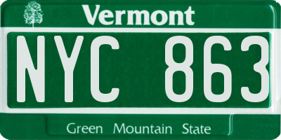 VT license plate NYC863