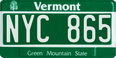 VT license plate NYC865