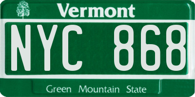 VT license plate NYC868